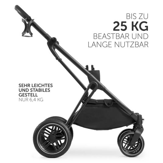 Hauck 3in1 Kinderwagen-Set Vision X Trio Set Black - inkl. i-Size Babyschale Drive N Care & XXL Zubehörpaket - Melange Beige