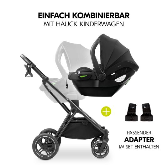 Hauck 3in1 Kinderwagen-Set Vision X Trio Set Black - inkl. i-Size Babyschale Drive N Care & XXL Zubehörpaket - Melange Beige