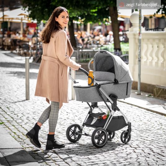 Hauck 3in1 Kinderwagen-Set Vision X Trio Set Black - inkl. i-Size Babyschale Drive N Care & XXL Zubehörpaket - Melange Beige