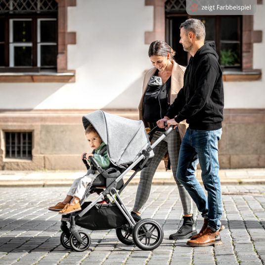 Hauck 3in1 Kinderwagen-Set Vision X Trio Set Black - inkl. i-Size Babyschale Drive N Care & XXL Zubehörpaket - Melange Beige