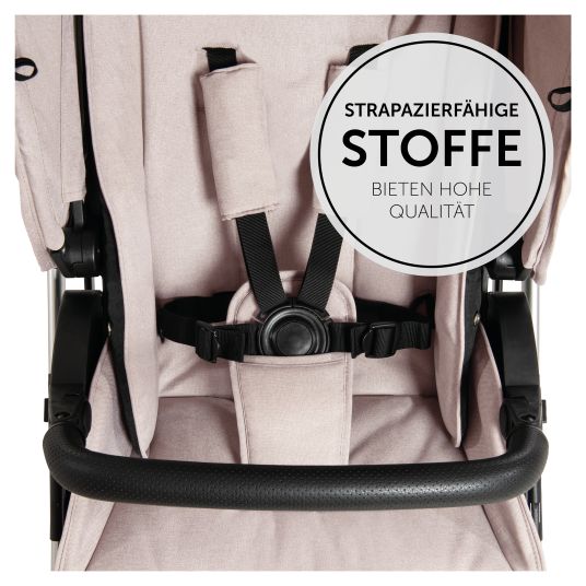 Hauck 3in1 stroller set Vision X Trio Set Black - incl. i-Size infant car seat Drive N Care & XXL accessory pack - Melange Beige