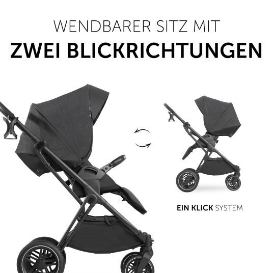 Hauck Set passeggino 3in1 Vision X Trio Set Black - incl. seggiolino auto i-Size Drive N Care e pacchetto accessori XXL - Melange Black