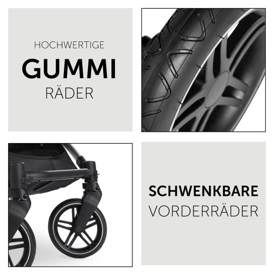 Hauck 3in1 Kinderwagen-Set Vision X Trio Set Black - inkl. i-Size Babyschale Drive N Care & XXL Zubehörpaket - Melange Grey