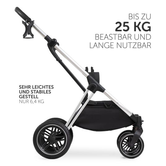 Hauck 3in1 stroller set Vision X Trio Set Black - incl. i-Size infant car seat Drive N Care & XXL accessory pack - Melange Grey