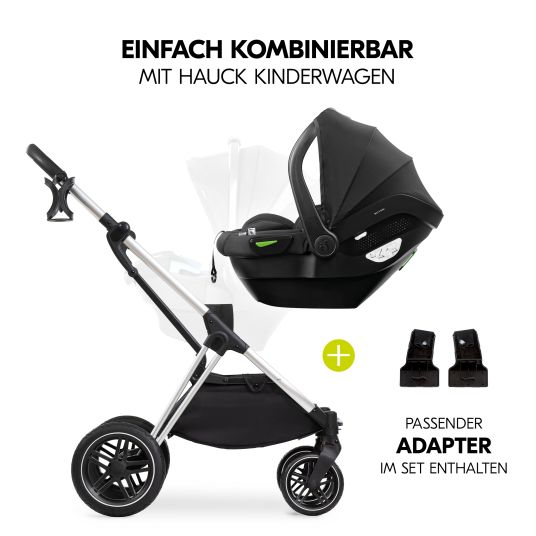 Hauck 3in1 Kinderwagen-Set Vision X Trio Set Black - inkl. i-Size Babyschale Drive N Care & XXL Zubehörpaket - Melange Grey