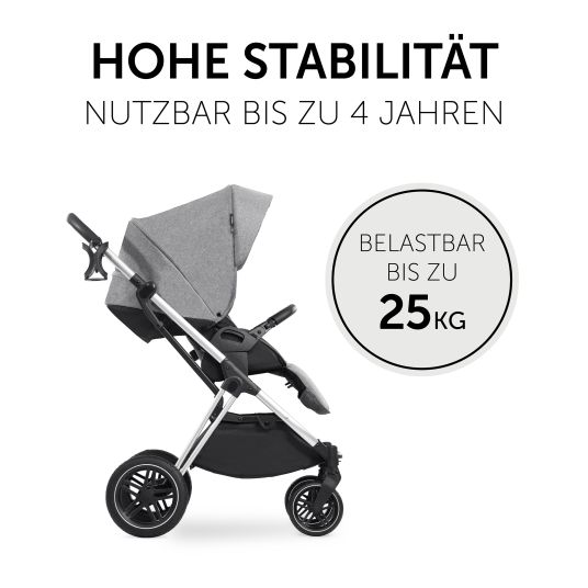 Hauck Set passeggino 3in1 Vision X Trio Set Black - incl. seggiolino auto i-Size Drive N Care e pacchetto accessori XXL - Grigio Melange