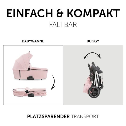 Hauck 3in1 Kinderwagen-Set Vision X Trio Set Black - inkl. i-Size Babyschale Drive N Care & XXL Zubehörpaket - Melange Rose