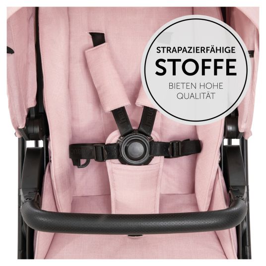 Hauck Set passeggino 3in1 Vision X Trio Set Black - incl. seggiolino auto i-Size Drive N Care e pacchetto accessori XXL - Melange Rose