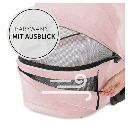 Hauck Set passeggino 3in1 Vision X Trio Set Black - incl. seggiolino auto i-Size Drive N Care e pacchetto accessori XXL - Melange Rose