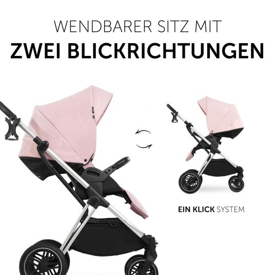 Hauck 3in1 Kinderwagen-Set Vision X Trio Set Black - inkl. i-Size Babyschale Drive N Care & XXL Zubehörpaket - Melange Rose