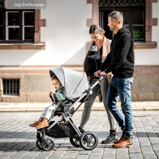 Hauck 3in1 Kinderwagen-Set Vision X Trio Set Black - inkl. Maxi-Cosi i-Size Pebble Pro & XXL Zubehörpaket - Melange Beige