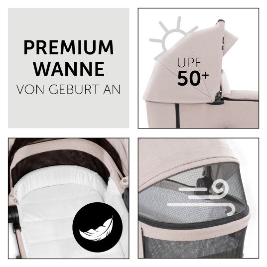 Hauck 3in1 Kinderwagen-Set Vision X Trio Set Black - inkl. Maxi-Cosi i-Size Pebble Pro & XXL Zubehörpaket - Melange Beige