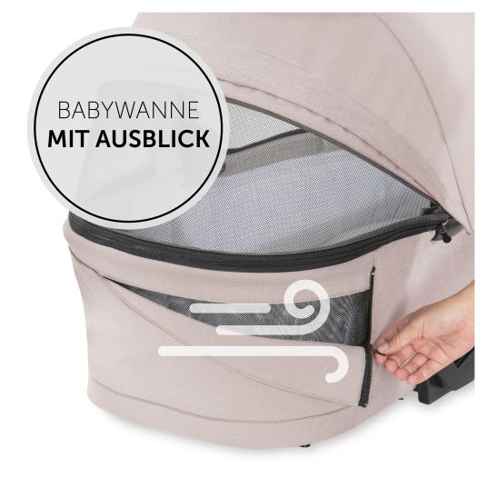 Hauck 3in1 Kinderwagen-Set Vision X Trio Set Black - inkl. Maxi-Cosi i-Size Pebble Pro & XXL Zubehörpaket - Melange Beige