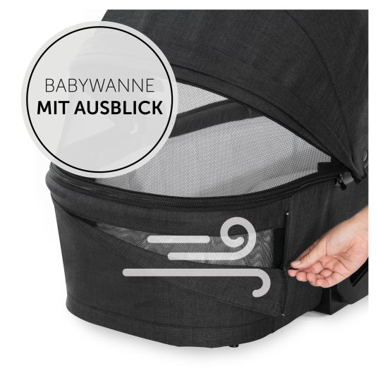 Hauck 3in1 Kinderwagen-Set Vision X Trio Set Black - inkl. Maxi-Cosi i-Size Pebble Pro & XXL Zubehörpaket - Melange Black