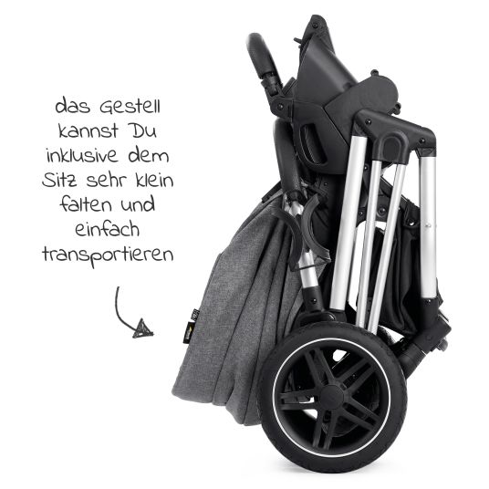Hauck 4in1 Kinderwagen-Set Vision X Trio Set - inkl. i-Size Babyschale & Isofix Base & XXL Zubehörset - Melange Grey