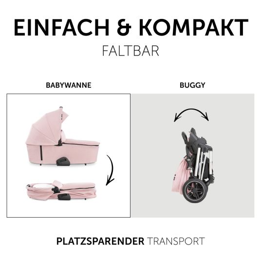 Hauck 4in1 stroller set Vision X Trio Set - incl. i-Size infant car seat & Isofix base & XXL accessory set - Melange Rose