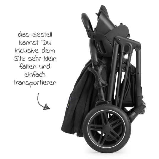 Hauck 3in1 Kinderwagen-Set Vision X Trio Set - inkl. Maxi-Cosi i-Size Cabriofix & XXL Zubehörset - Melange Black