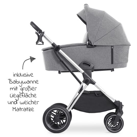 Hauck 3in1 Kinderwagen-Set Vision X Trio Set - inkl. Maxi-Cosi i-Size Cabriofix & XXL Zubehörset - Melange Grey