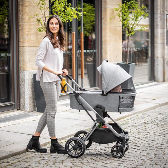 Hauck 3in1 Kinderwagen-Set Vision X Trio Set Silver - inkl. Maxi-Cosi i-Size Pebble Pro & XXL Zubehörpaket - Melange Grey