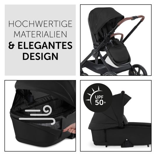 Hauck Set di passeggini 3in1 Walk N Care Air Trio Set con seggiolino auto i-Size Drive N Care e pacchetto accessori XXL - Nero