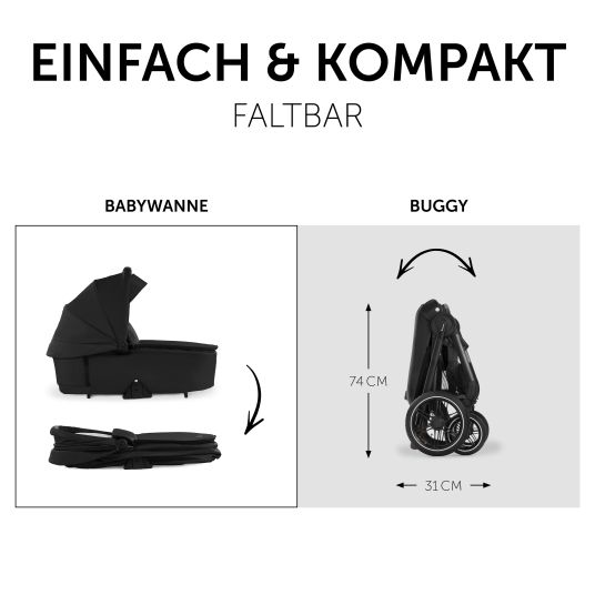 Hauck 3in1 Kinderwagen-Set Walk N Care Air Trio Set inkl. i-Size Babyschale Drive N Care & XXL Zubehörpaket - Black