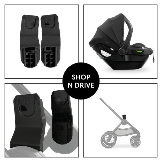 Hauck Set di passeggini 3in1 Walk N Care Air Trio Set con seggiolino auto i-Size Drive N Care e pacchetto accessori XXL - Nero