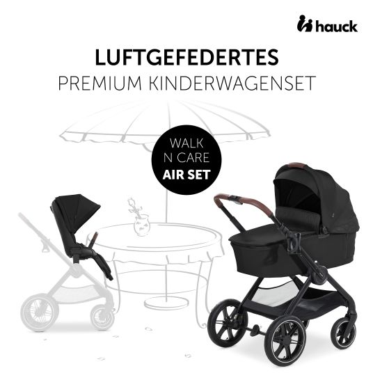 Hauck Set di passeggini 3in1 Walk N Care Air Trio Set con seggiolino auto i-Size Drive N Care e pacchetto accessori XXL - Nero