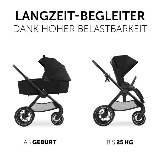 Hauck 3in1 Kinderwagen-Set Walk N Care Air Trio Set inkl. i-Size Babyschale Drive N Care & XXL Zubehörpaket - Black