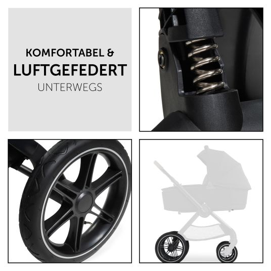 Hauck 3in1 Kinderwagen-Set Walk N Care Air Trio Set inkl. i-Size Babyschale Drive N Care & XXL Zubehörpaket - Black