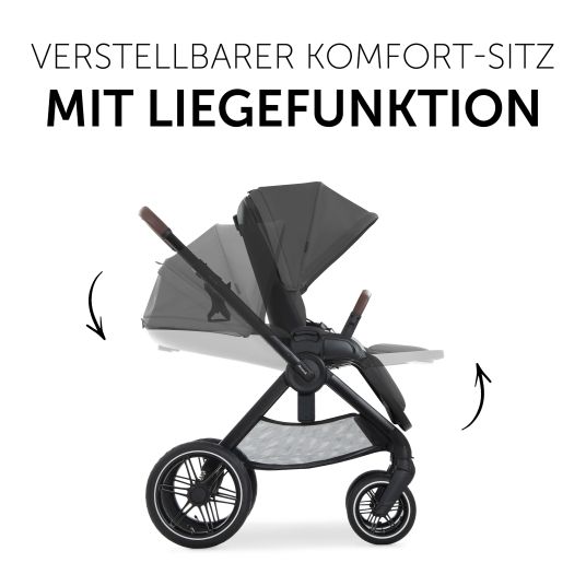 Hauck 3in1 Kinderwagen-Set Walk N Care Air Trio Set inkl. i-Size Babyschale Drive N Care & XXL Zubehörpaket - Dark Grey