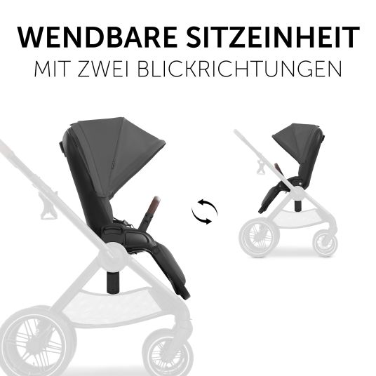 Hauck 3in1 Kinderwagen-Set Walk N Care Air Trio Set inkl. i-Size Babyschale Drive N Care & XXL Zubehörpaket - Dark Grey