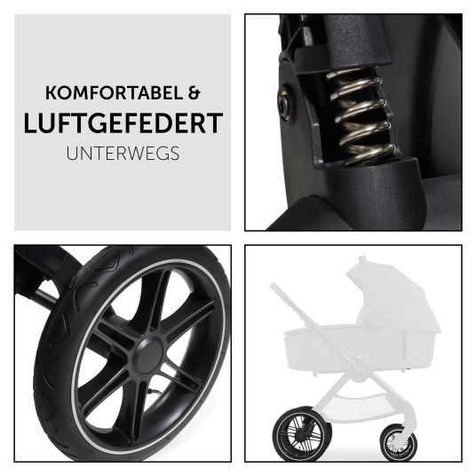 Hauck 3in1 Kinderwagen-Set Walk N Care Air Trio Set inkl. i-Size Babyschale Drive N Care & XXL Zubehörpaket - Dark Grey