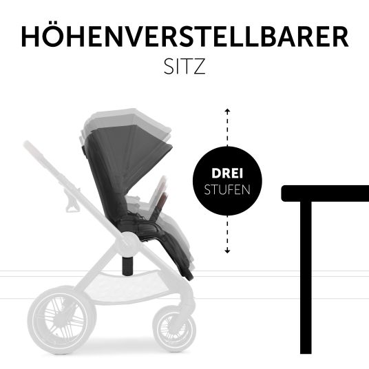 Hauck 3in1 Kinderwagen-Set Walk N Care Air Trio Set inkl. i-Size Babyschale Drive N Care & XXL Zubehörpaket - Dark Grey