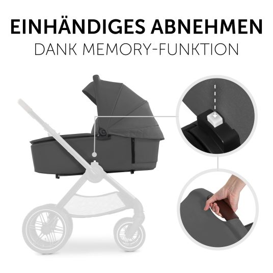 Hauck 3in1 Kinderwagen-Set Walk N Care Air Trio Set inkl. i-Size Babyschale Drive N Care & XXL Zubehörpaket - Dark Grey