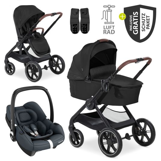 Hauck 3in1 stroller set Walk N Care Air Trio Set incl. Maxi-Cosi i-Size Cabriofix & XXL accessory package - Black