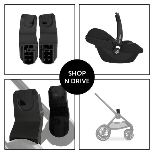 Hauck 3in1 Kinderwagen-Set Walk N Care Air Trio Set inkl. Maxi-Cosi i-Size Cabriofix & XXL Zubehörpaket - Black