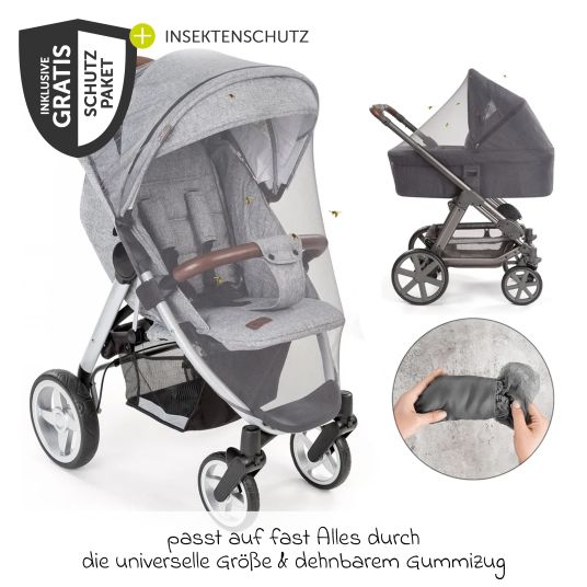 Hauck Set passeggino 3in1 Walk N Care Air Trio Set con Maxi-Cosi i-Size Cabriofix e pacchetto accessori XXL - Grigio scuro