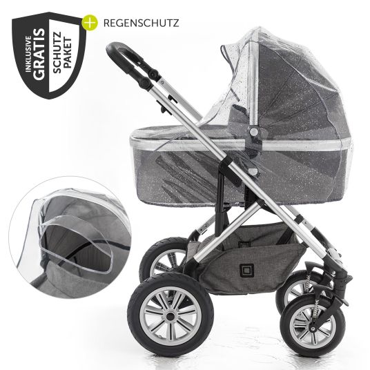 Hauck Set passeggino 3in1 Walk N Care Air Trio Set con Maxi-Cosi i-Size Cabriofix e pacchetto accessori XXL - Grigio scuro