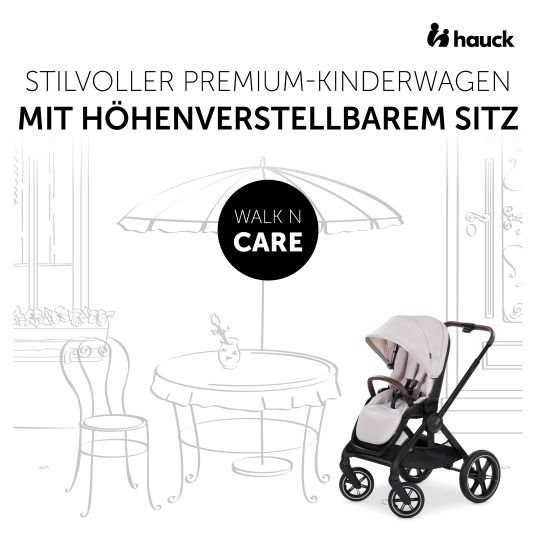 Hauck 3in1 Kinderwagen-Set Walk N Care Trio Set inkl. i-Size Babyschale Drive N Care & XXL Zubehörpaket - Beige