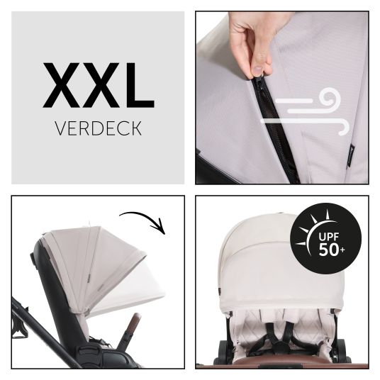 Hauck 3in1 Kinderwagen-Set Walk N Care Trio Set inkl. i-Size Babyschale Drive N Care & XXL Zubehörpaket - Beige