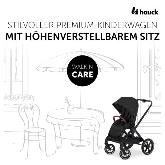 Hauck Set di passeggini 3in1 Walk N Care Trio Set con seggiolino auto i-Size Drive N Care e pacchetto accessori XXL - Nero