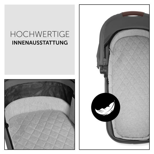 Hauck 3in1 Kinderwagen-Set Walk N Care Trio Set inkl. i-Size Babyschale Drive N Care & XXL Zubehörpaket - Dark Grey