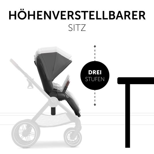 Hauck 3in1 Kinderwagen-Set Walk N Care Trio Set inkl. i-Size Babyschale Drive N Care & XXL Zubehörpaket - Dark Grey