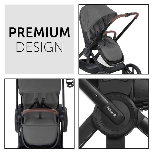 Hauck 3in1 Kinderwagen-Set Walk N Care Trio Set inkl. i-Size Babyschale Drive N Care & XXL Zubehörpaket - Dark Grey