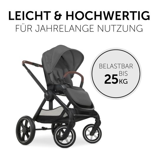 Hauck 3in1 Kinderwagen-Set Walk N Care Trio Set inkl. i-Size Babyschale Drive N Care & XXL Zubehörpaket - Dark Grey