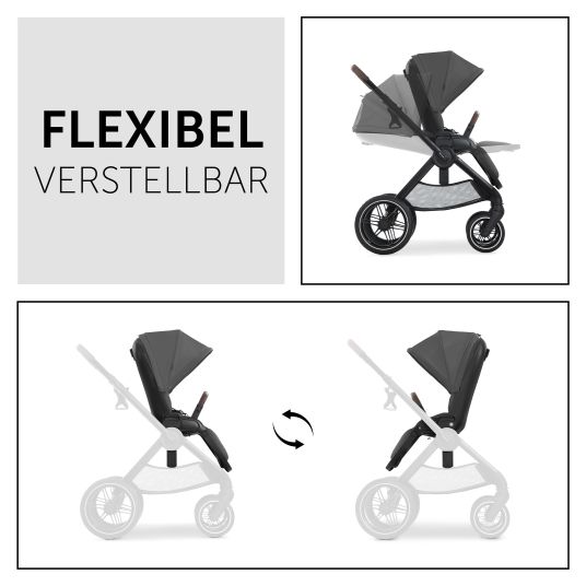 Hauck 3in1 Kinderwagen-Set Walk N Care Trio Set inkl. i-Size Babyschale Drive N Care & XXL Zubehörpaket - Dark Grey