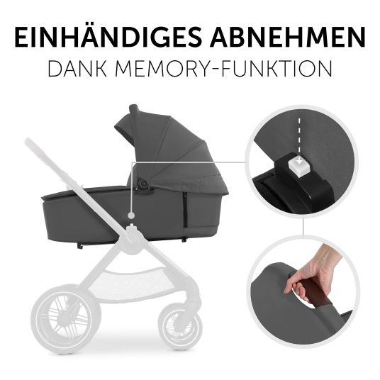 Hauck 3in1 Kinderwagen-Set Walk N Care Trio Set inkl. i-Size Babyschale Drive N Care & XXL Zubehörpaket - Dark Grey