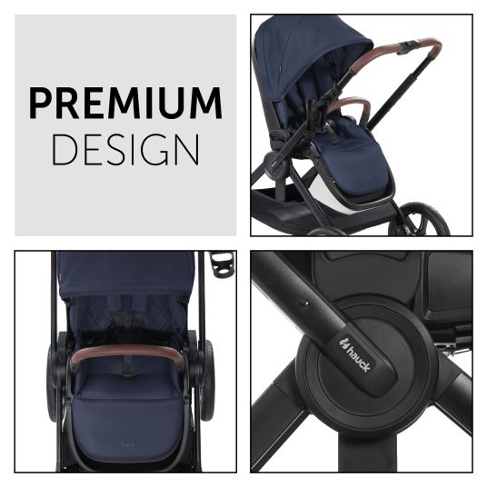 Hauck 3in1 Kinderwagen-Set Walk N Care Trio Set inkl. i-Size Babyschale Drive N Care & XXL Zubehörpaket - Dark Navy Blue