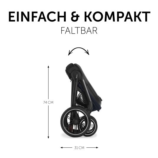 Hauck 3in1 Kinderwagen-Set Walk N Care Trio Set inkl. i-Size Babyschale Drive N Care & XXL Zubehörpaket - Dark Navy Blue