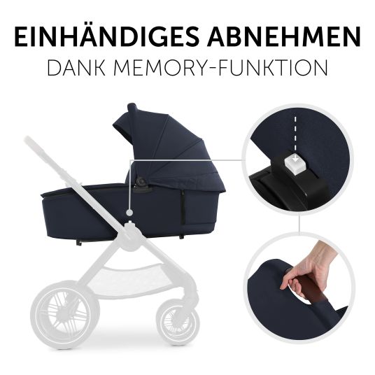 Hauck 3in1 Kinderwagen-Set Walk N Care Trio Set inkl. i-Size Babyschale Drive N Care & XXL Zubehörpaket - Dark Navy Blue